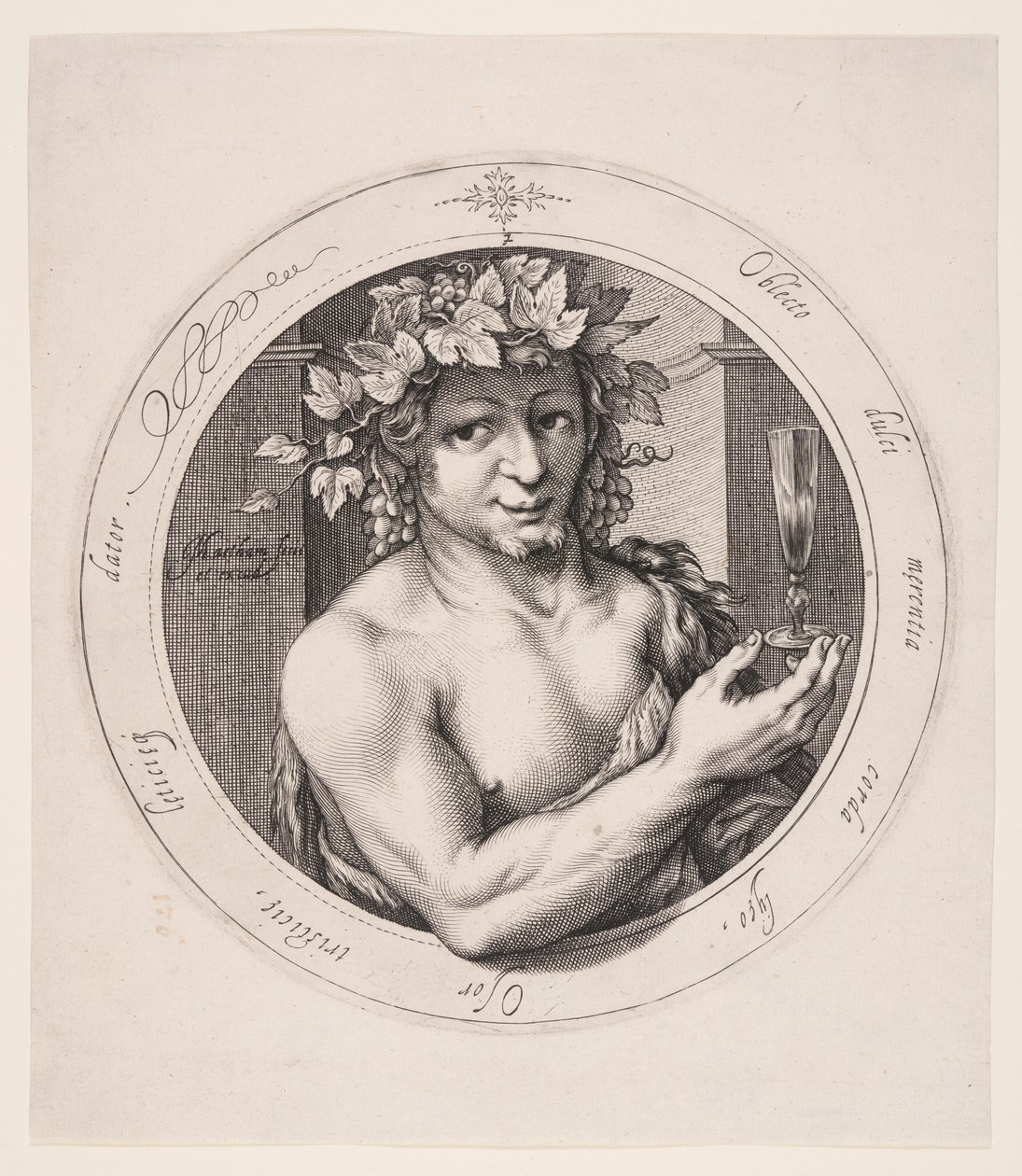 Bacchus, planche 2 de la série des trois dieux - Jacob Matham
