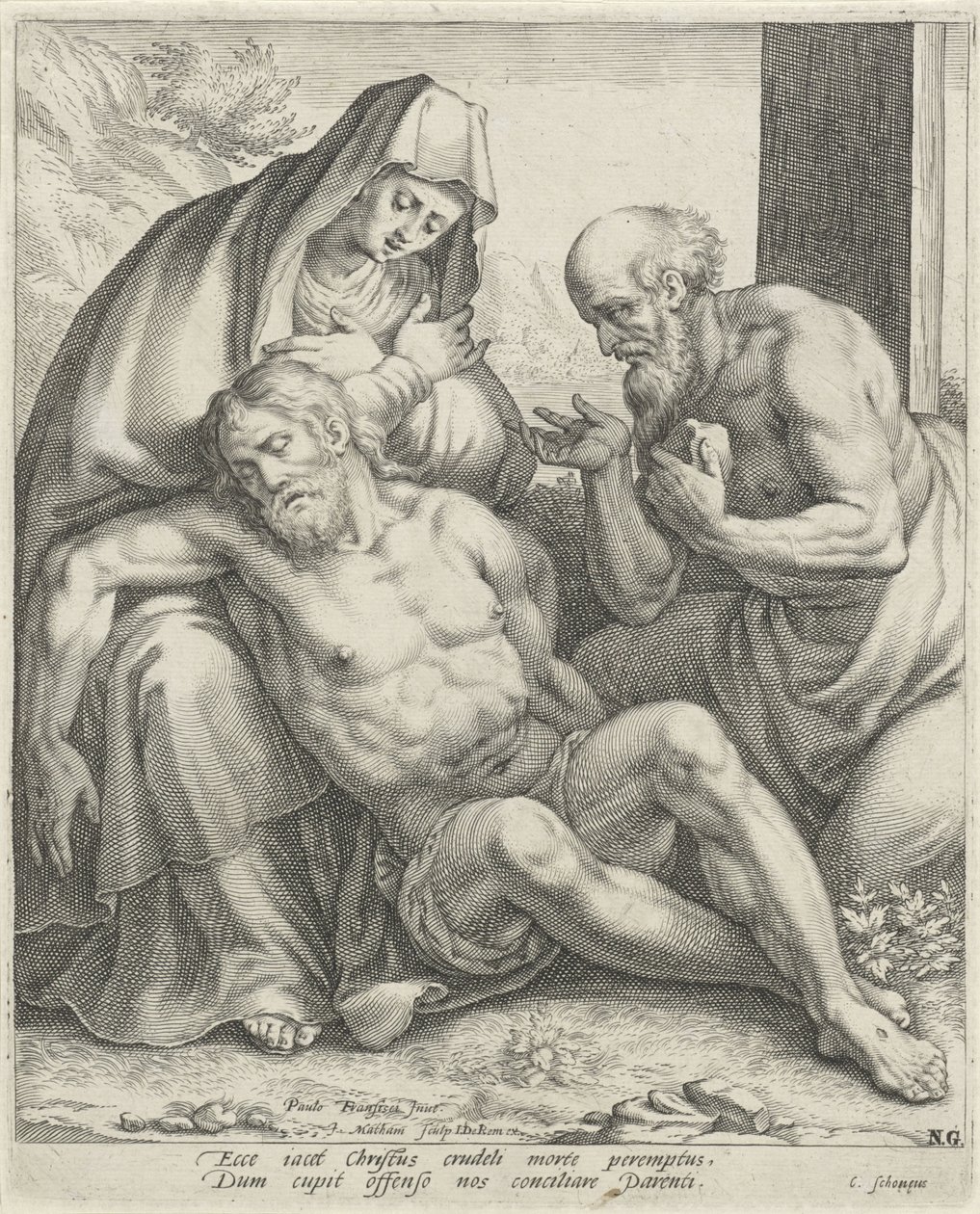 Déploration du Christ par Marie et Saint Jérôme - Jacob Matham