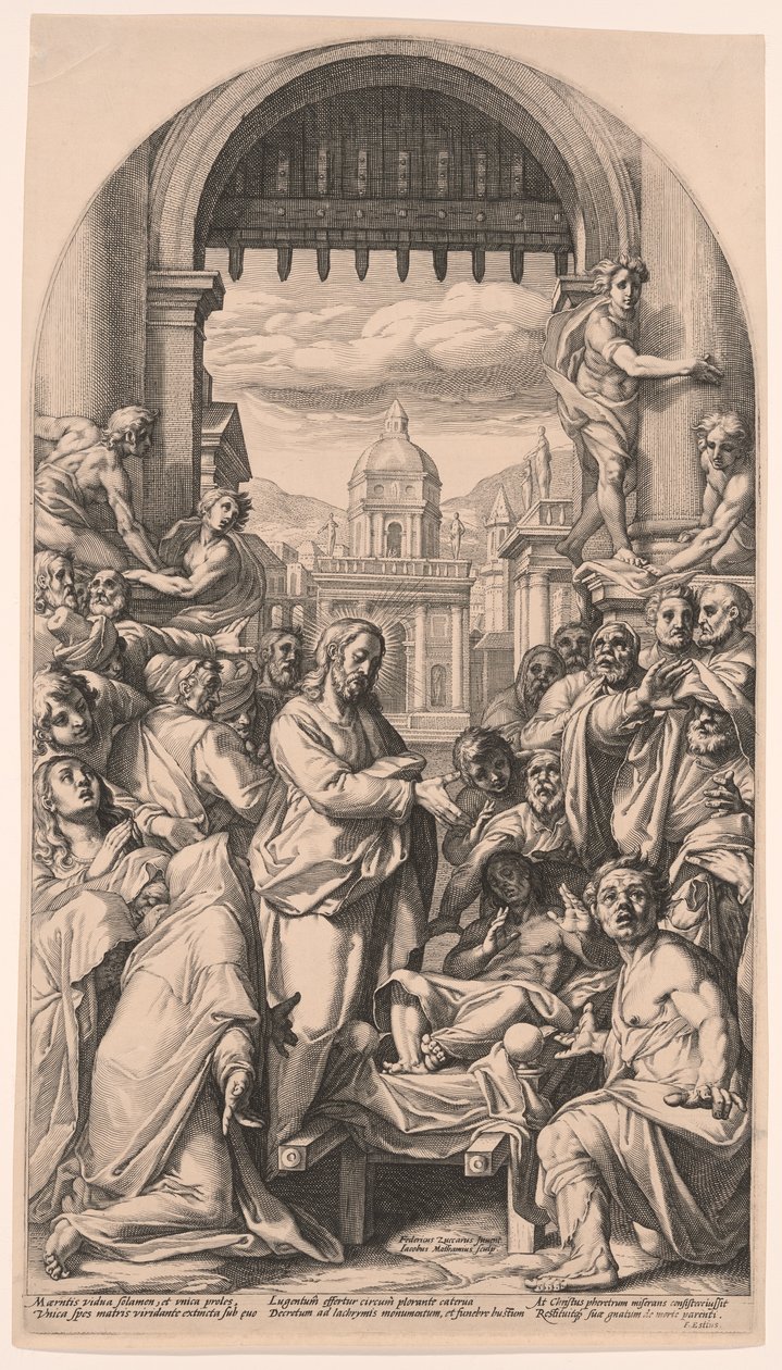 Le Christ ressuscite le fils mort de la veuve de Naïm - Jacob Matham