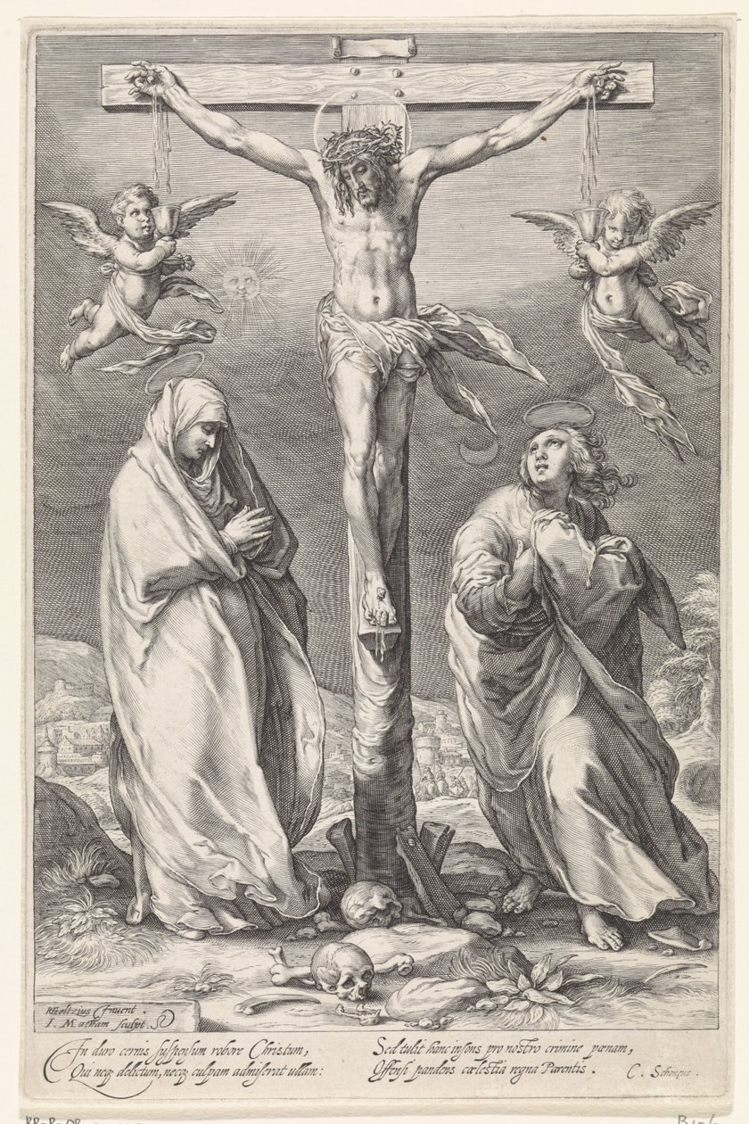 Christ en croix, avec Jean et Marie - Jacob Matham