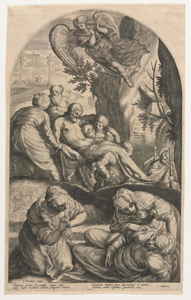 Les disciples du Christ portant son corps au tombeau - Jacob Matham