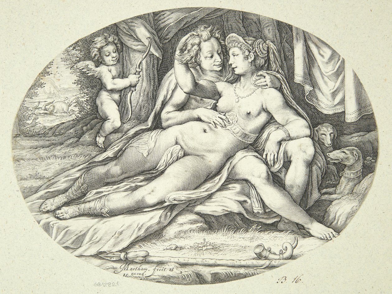 Vénus et Adonis | Jacob Matham | Estampe d'art