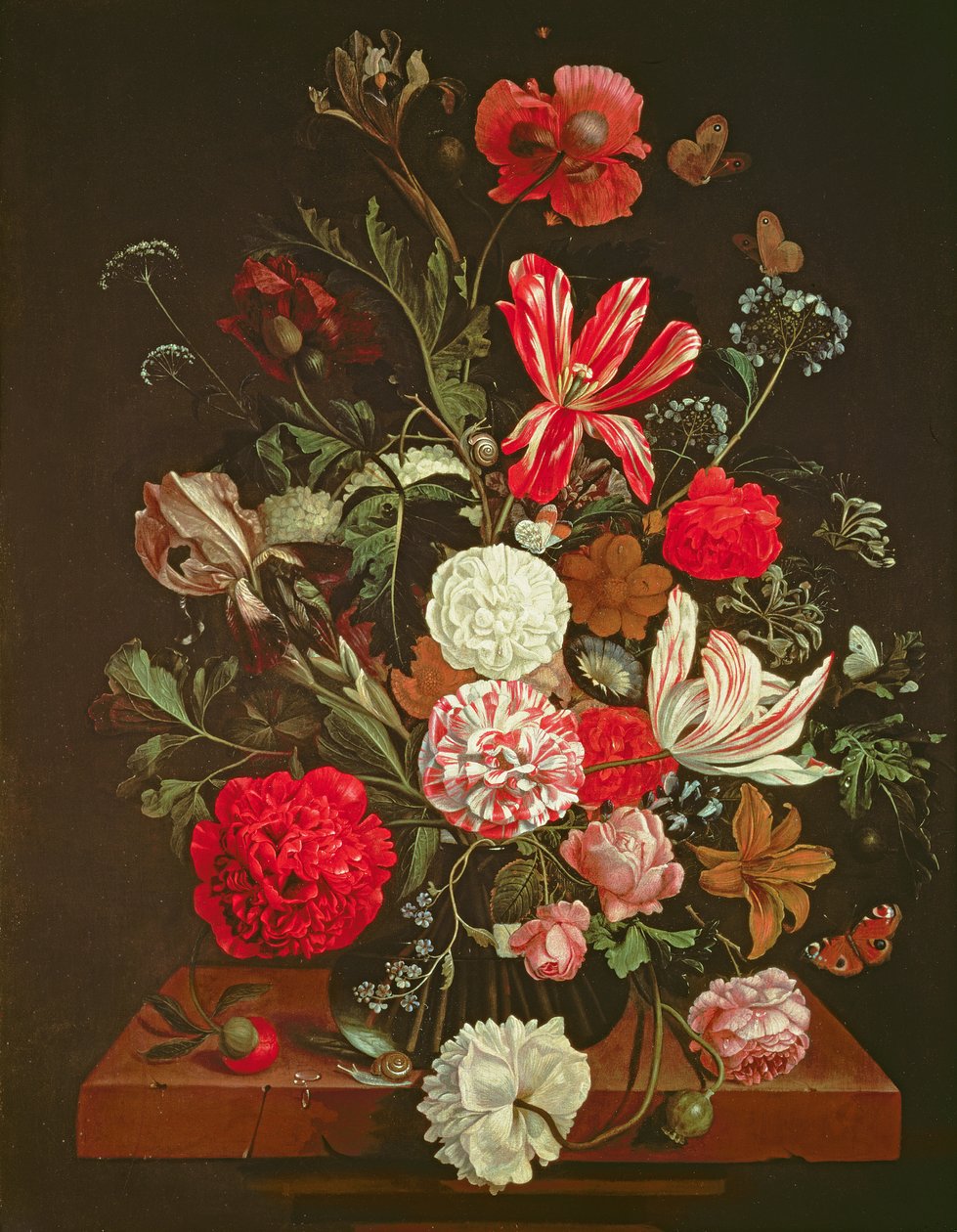 Nature morte de fleurs dans un vase en verre, XVIIe siècle - Jacob Rootius