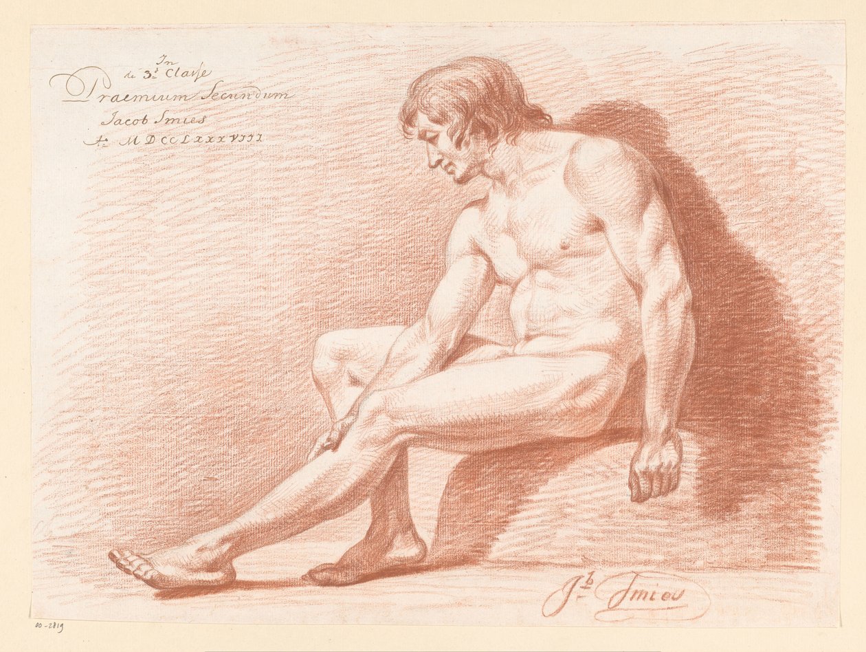 Homme nu assis, vu de côté (2e prix 1788) - Jacob Smies
