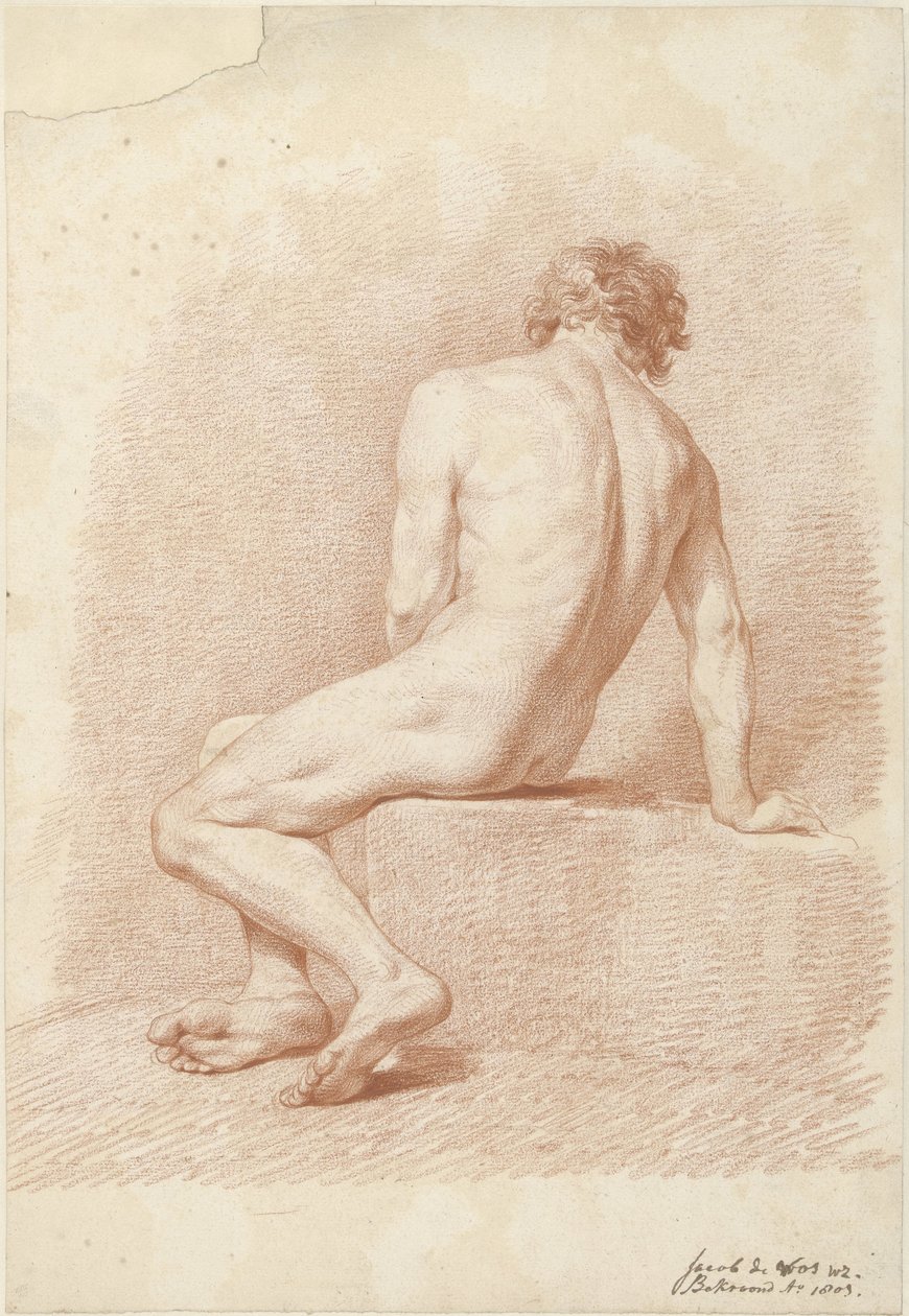 Homme nu assis, vu de dos - Jacob Willemz. de Vos