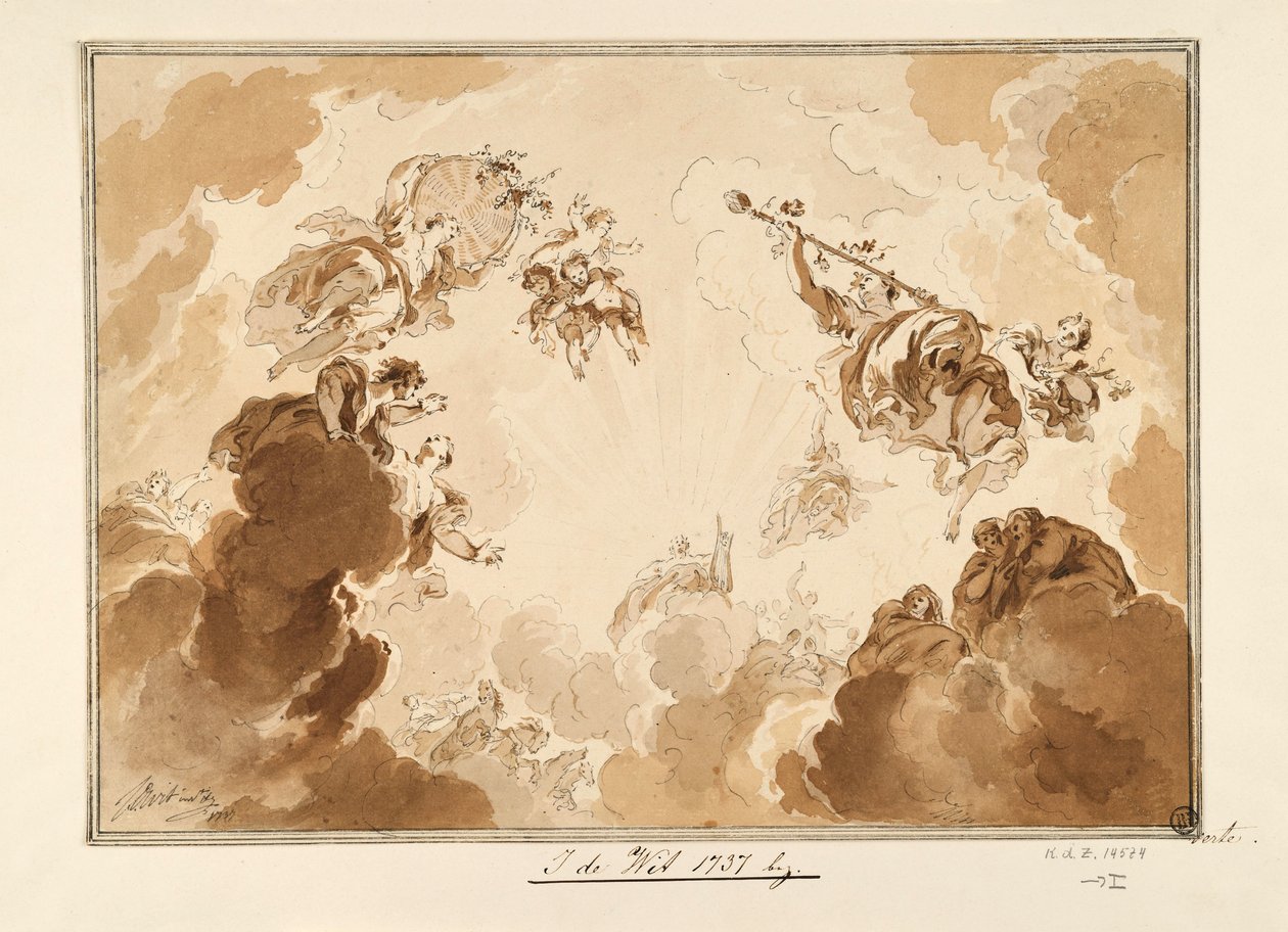 Projet de plafond : le voyage de Phaéton vers le soleil - Jacob de Wit
