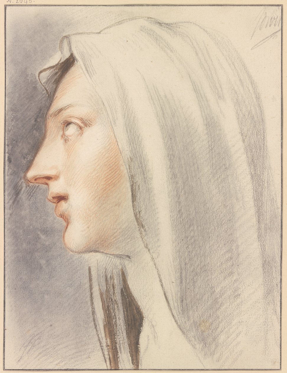 Tête de femme avec un voile, vue de profil vers la gauche - Jacob de Wit