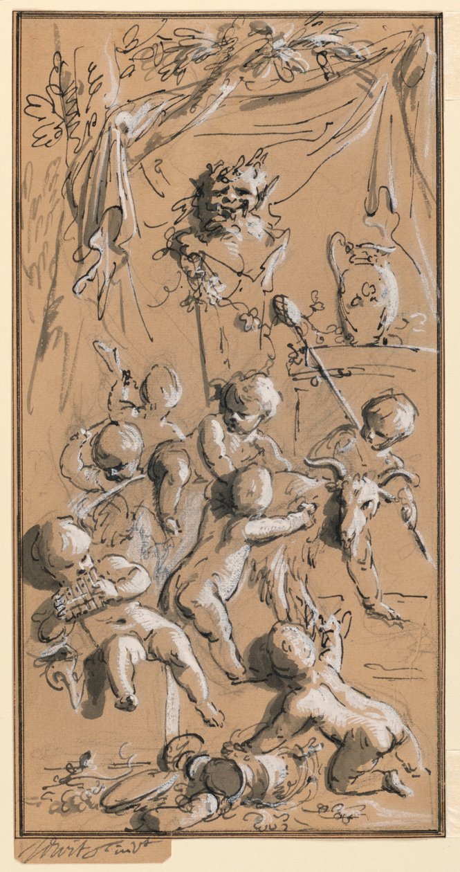 Putti jouant devant un ermite - Jacob de Wit