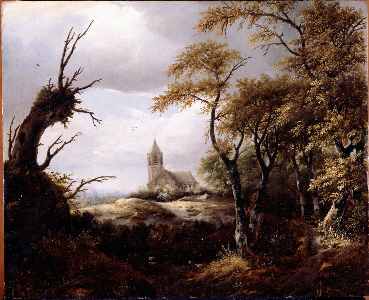 Paysage avec une église - Jacob van Ruisdael