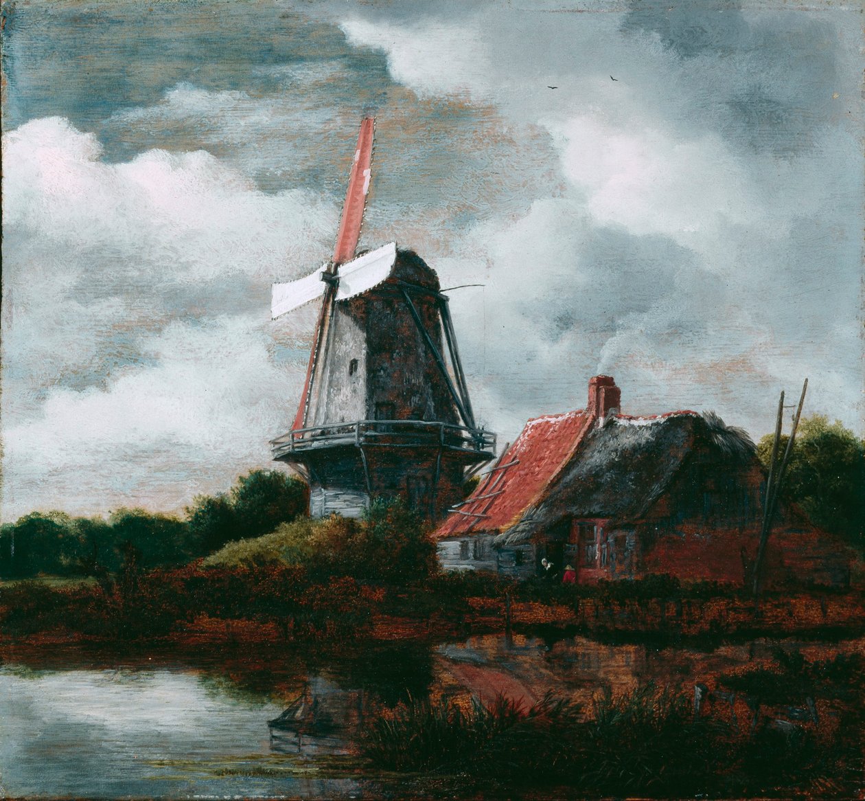 Paysage avec maison de ferme et moulin à vent - Jacob van Ruisdael
