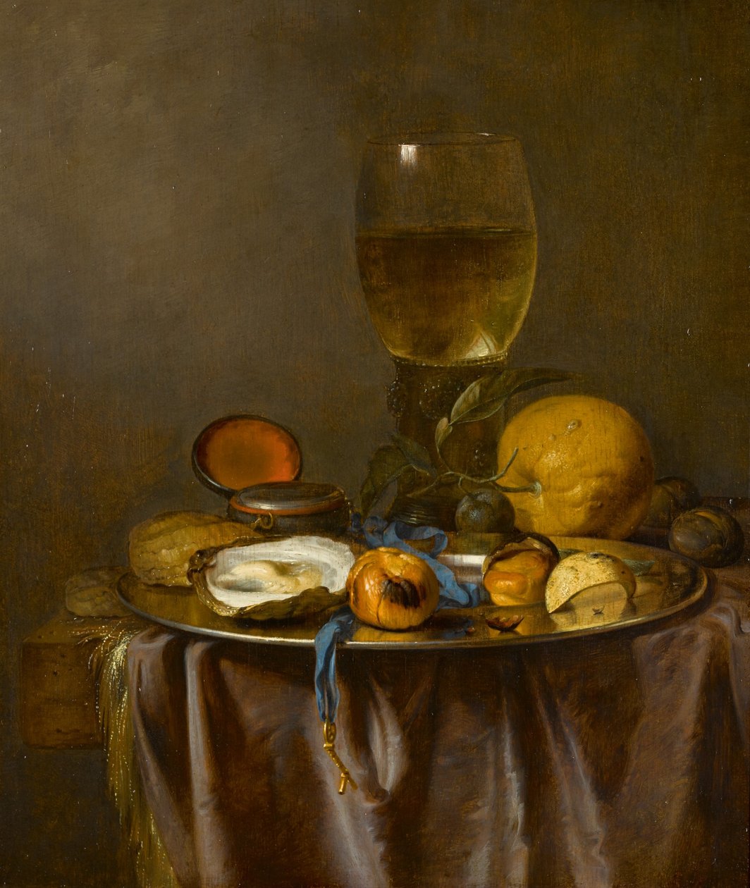 Nature morte avec un roemer, une pièce d