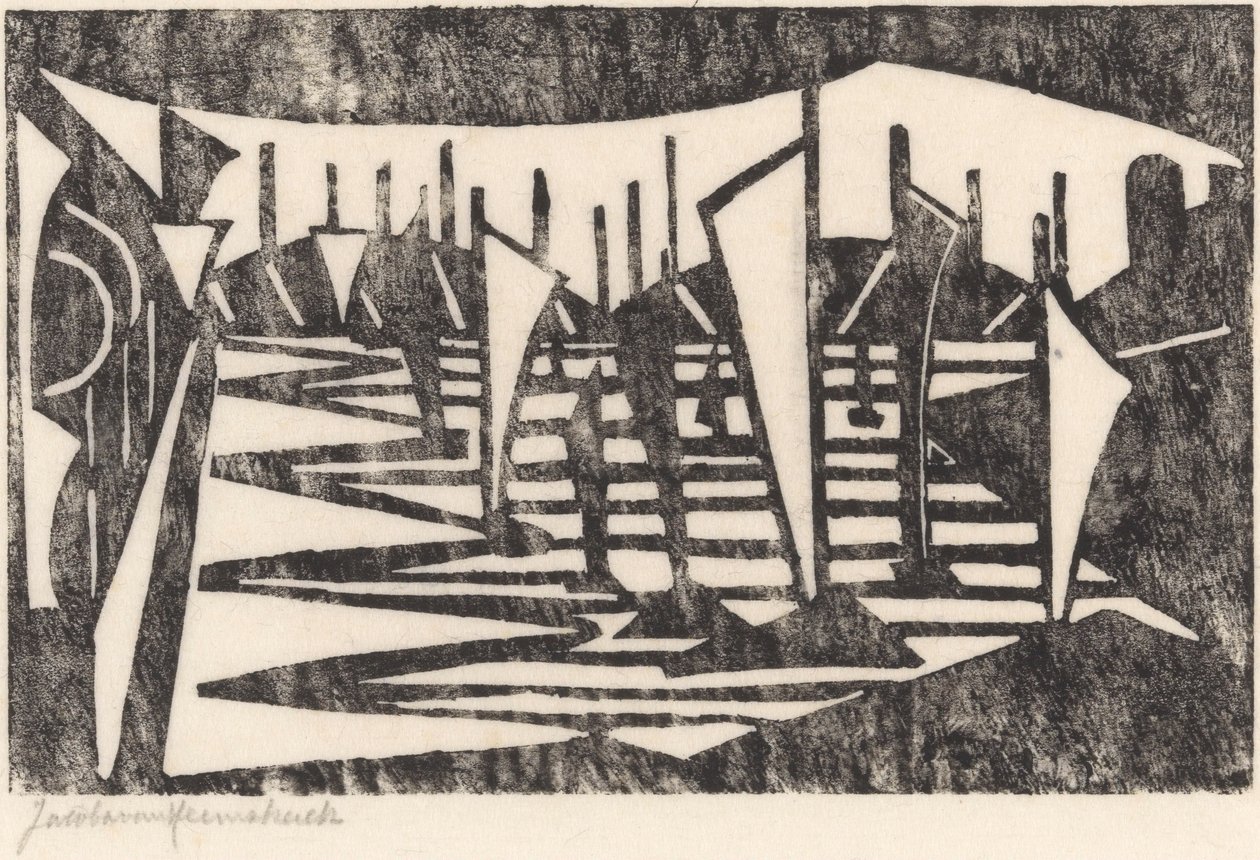 Composition (Bateaux dans un port) - Jacoba van Heemskerck (signed by artist)