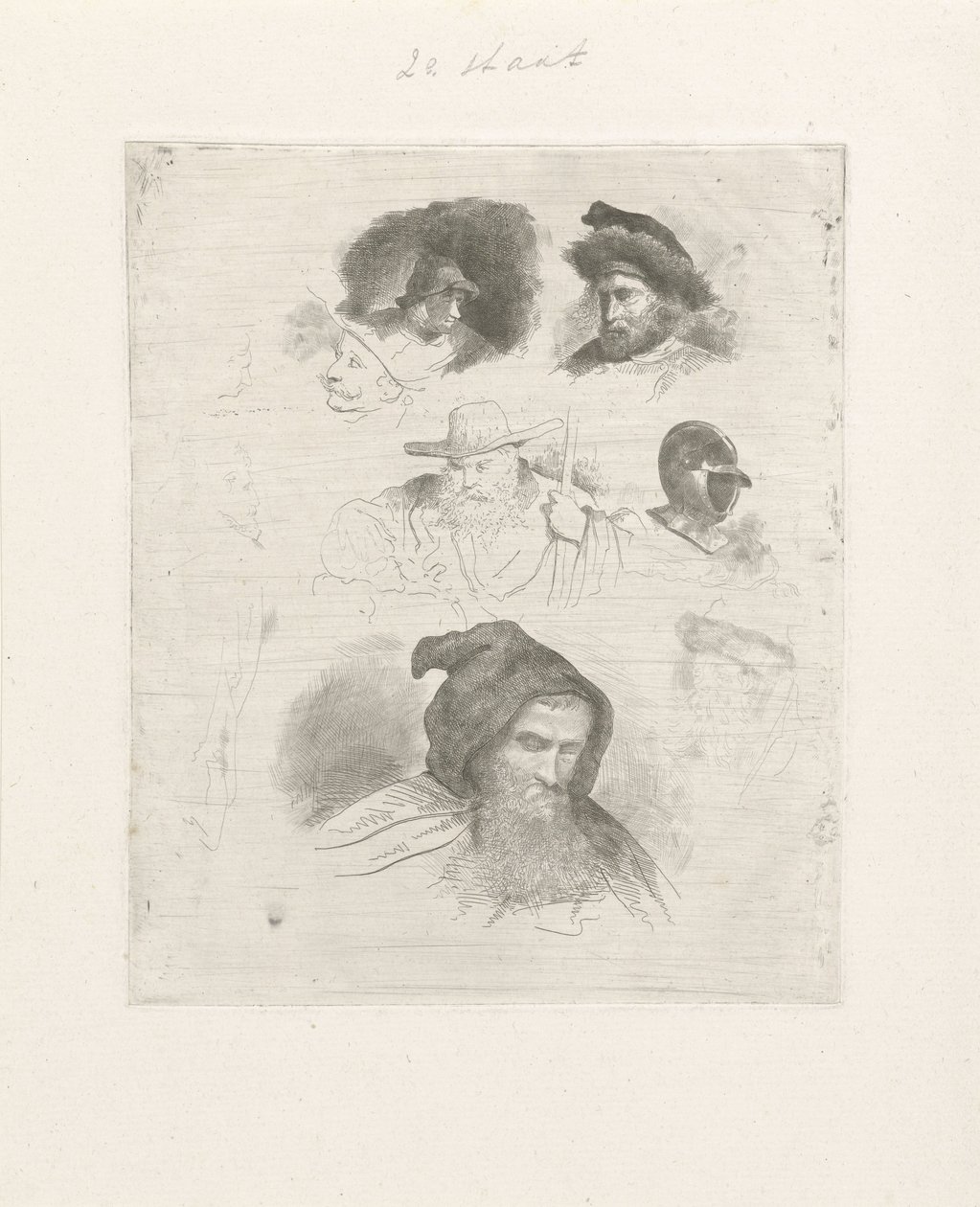 Étude de portraits de différentes têtes - Jacobus Ludovicus Cornet
