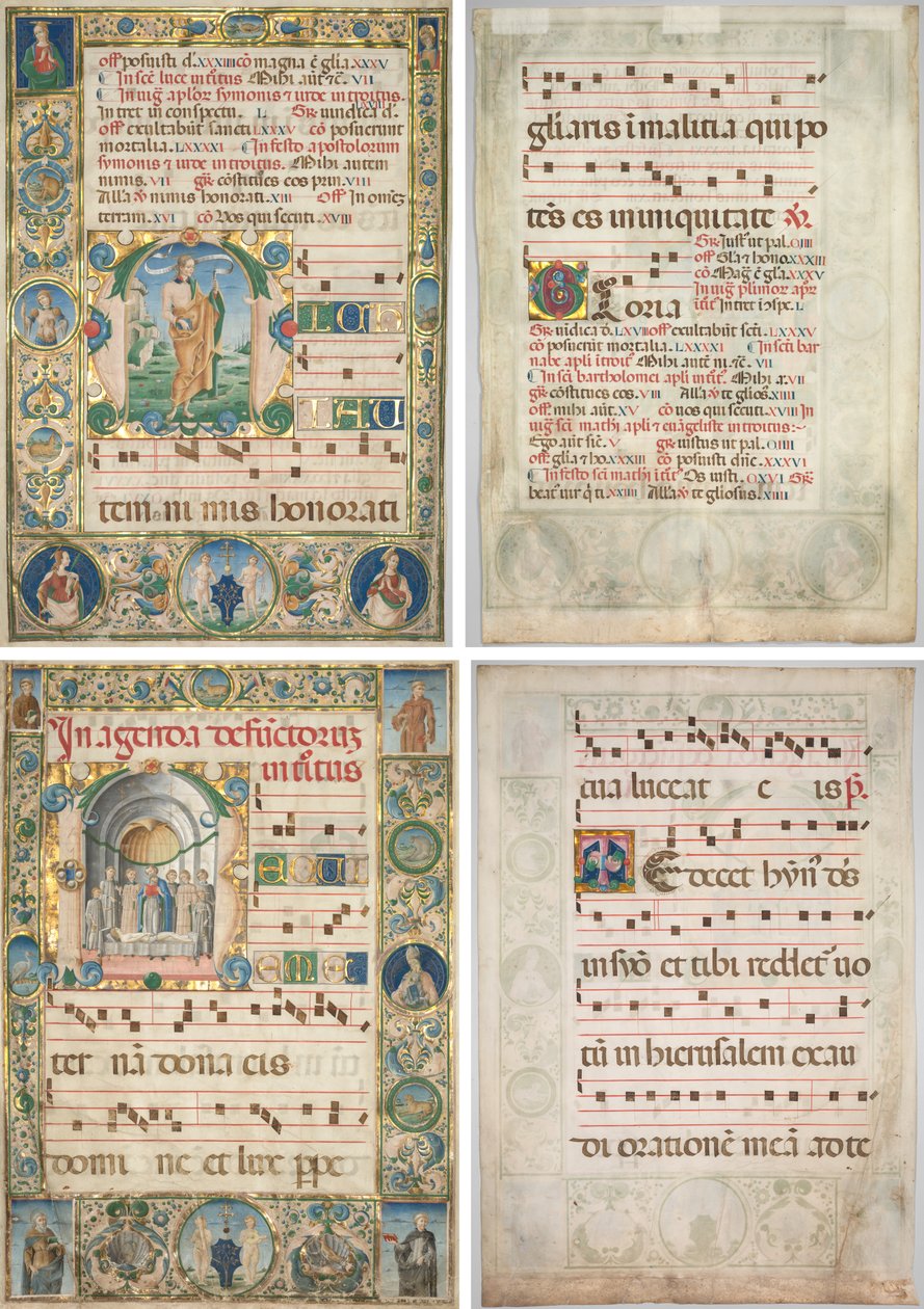 Paire de graduels : Initiale (M) avec Saint André (recto) et Messe pour les morts (recto) - Jacopo Filippo d