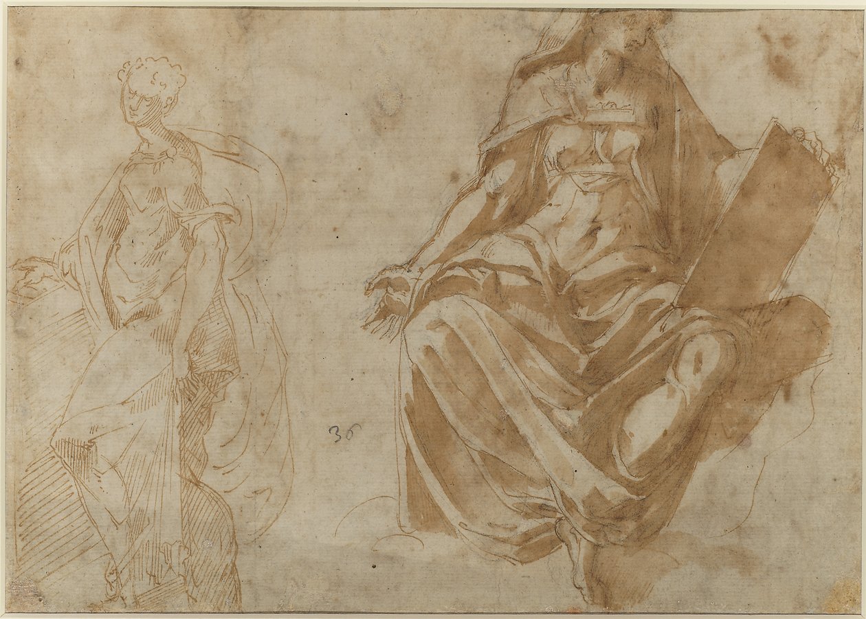Sainte Cécile et une Figure Féminine Assise Tenant un Livre - Jacopo Ianguidi Bertoia