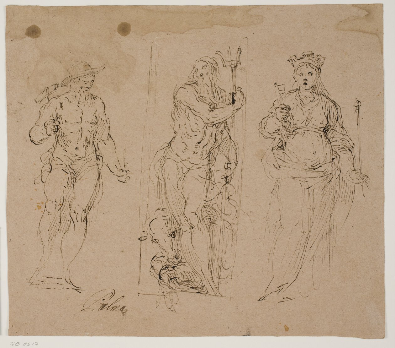 Neptune entouré de Vulcain(?) et de la personnification d