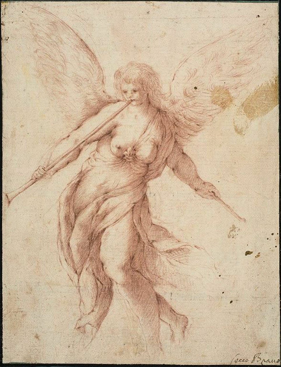 La renommée soufflant dans une trompette - Jacopo Palma il Giovane