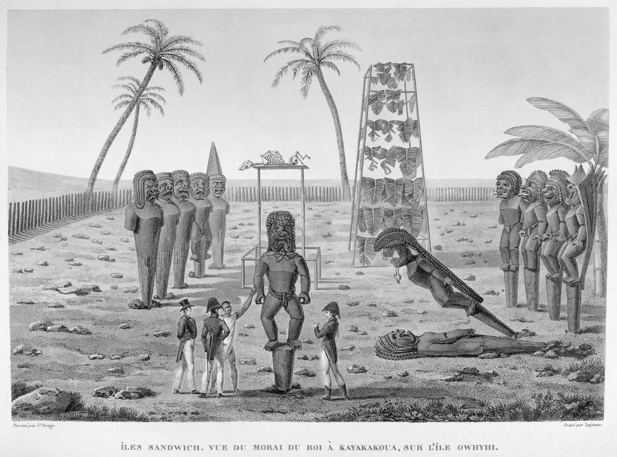 Îles Sandwich : Vue du Morai du Roi, à Kayakakoua sur l