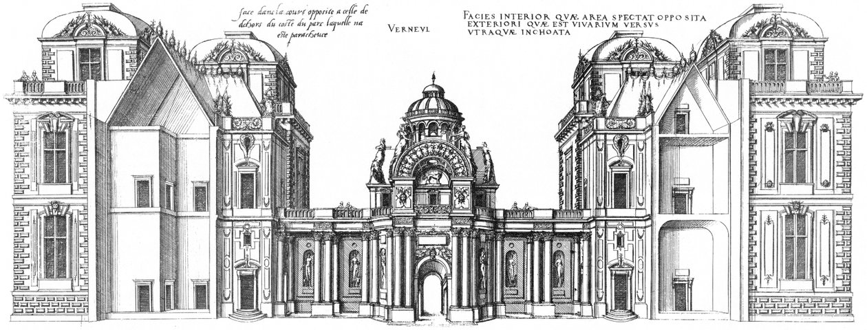 Gravure du premier volume des plus excellents Bastiments de France - Jacques I Androuet du Cerceau