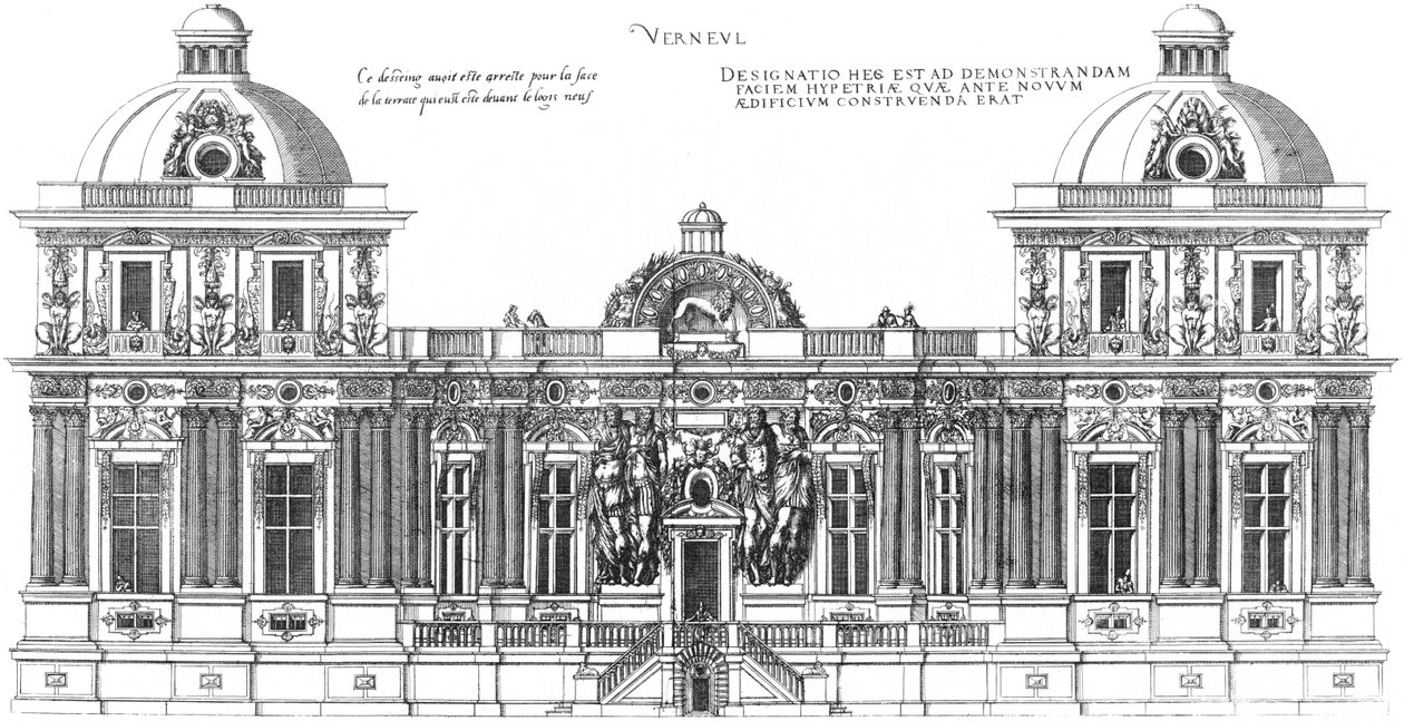 Gravure du premier volume des plus excellents Bastiments de France - Jacques I Androuet du Cerceau