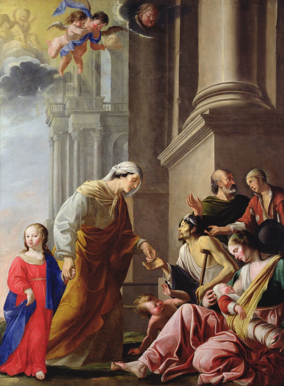 Sainte Anne, accompagnée de la Vierge Marie, donnant l