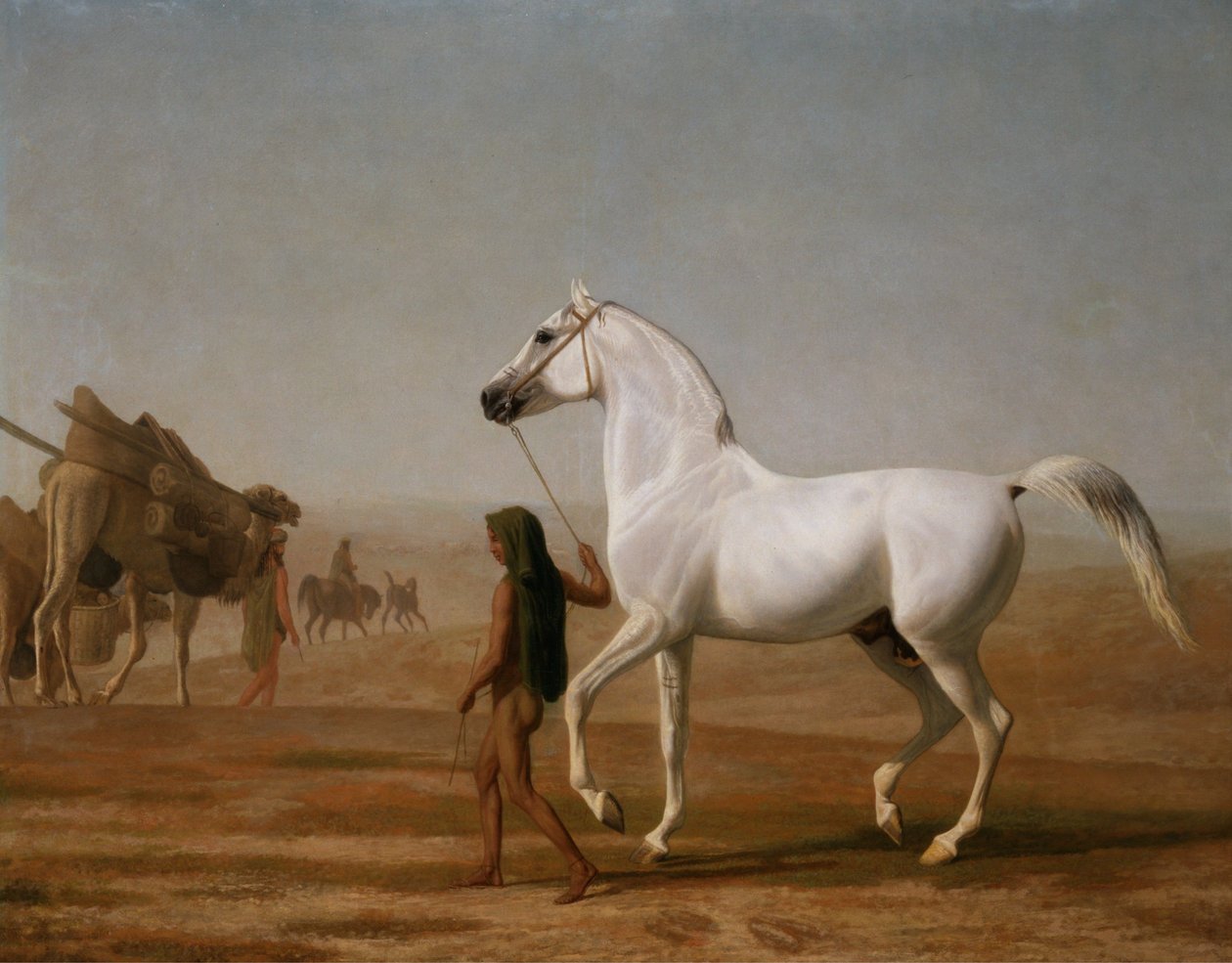 Le Wellesley Grey Arabian conduit à travers le désert - Jacques-Laurent Agasse