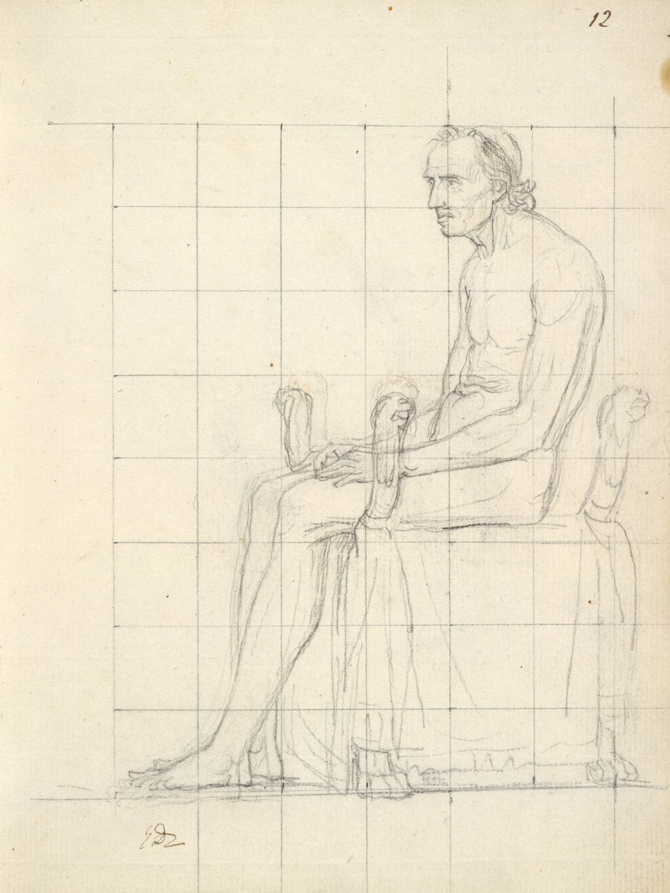 Étude de nu du Pape Pie VII assis, c.1805-06 - Jacques Louis David