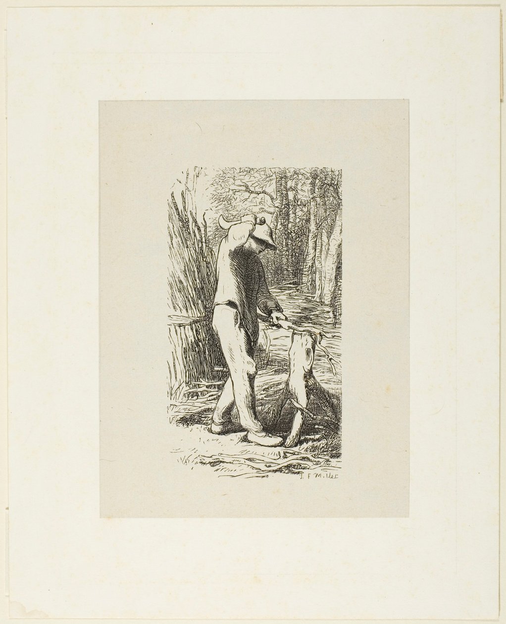Homme faisant des fagots - Jacques Adrien Lavieille