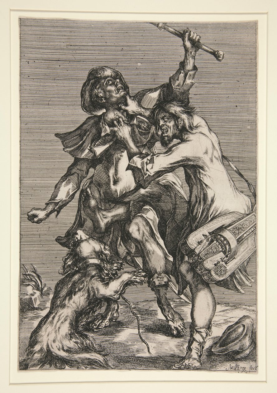 Le Mendiant et le Musicien de Rue (ou Deux Clochards se Battant) - Jacques Bellange