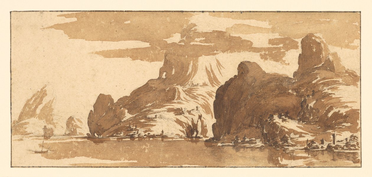 Blick auf Berge über einen See - Jacques Callot