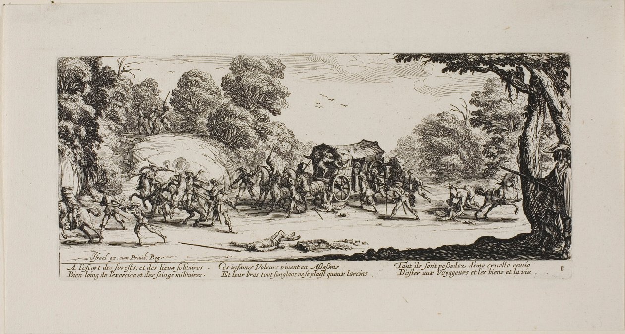 Attaque de la diligence, planche huit de Les Misères de la guerre - Jacques Callot