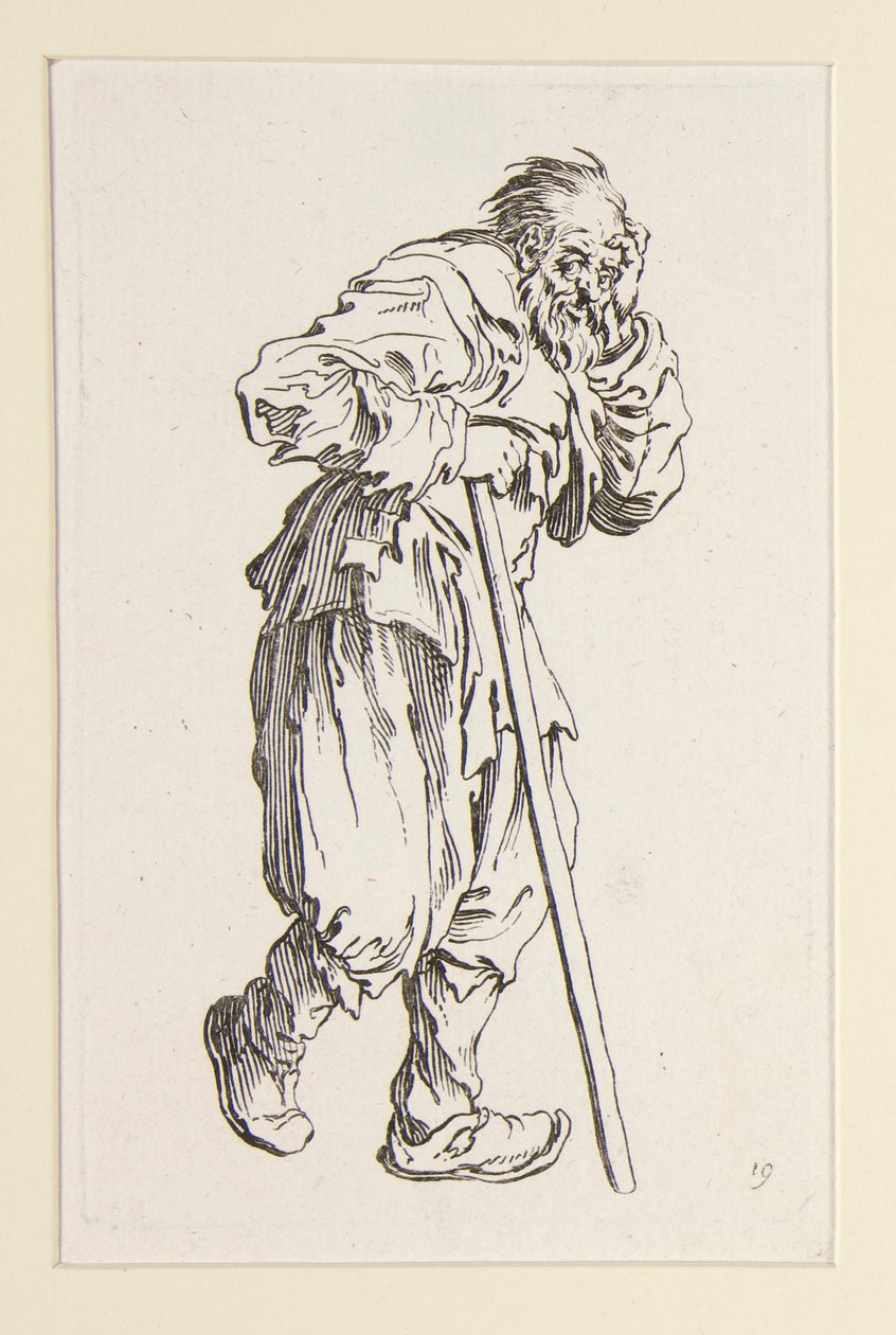 Mendiant appuyé sur un bâton, des Mendiants (Le gueux appuyé sur un bâton) - Jacques Callot