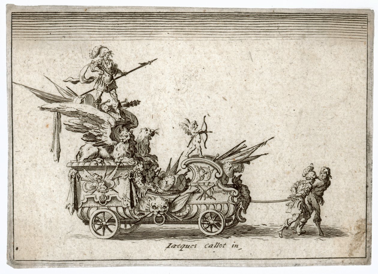 Combat a la barriere. Gravure Un char. Meaume 490-503 ... (gravure) - Jacques Callot