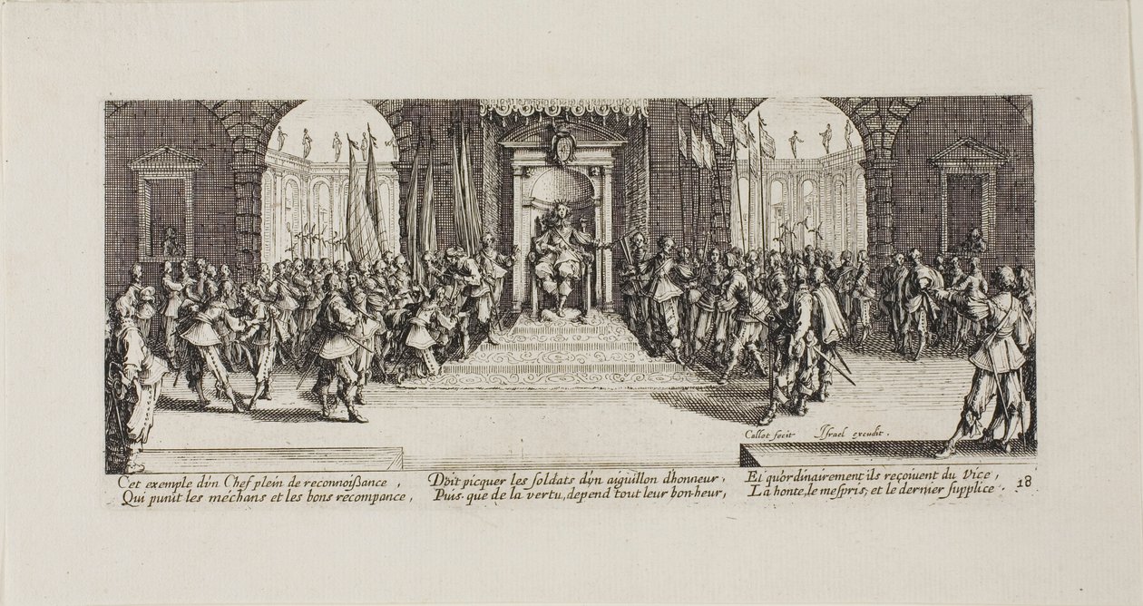 Distribution des récompenses, planche dix-huit de Les Misères de la guerre - Jacques Callot