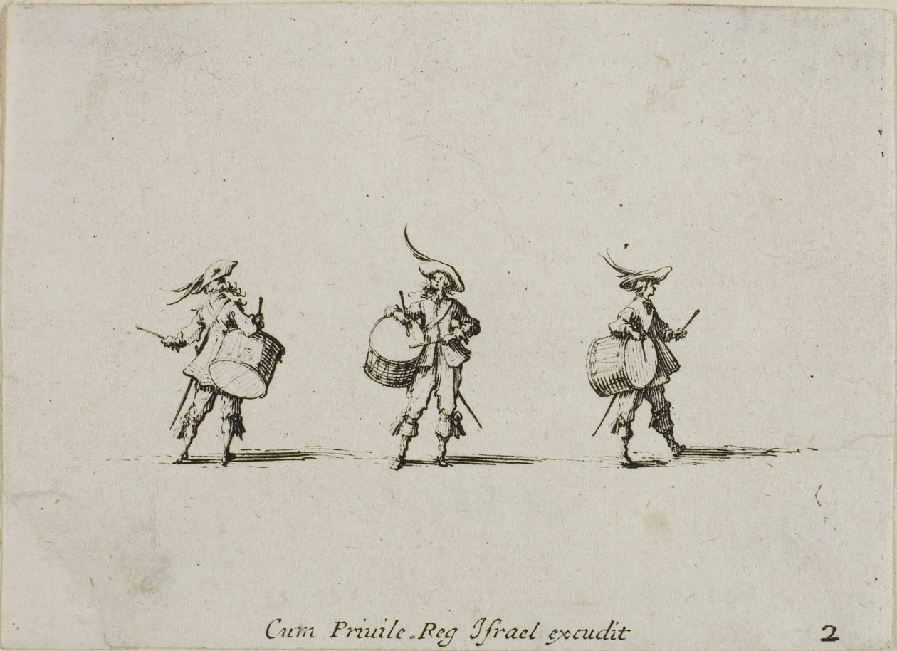 Exercice Militaire avec Tambours, planche deux de Les Exercices Militaires - Jacques Callot