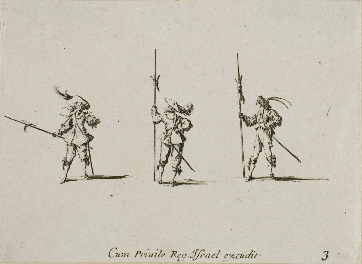 Exercice avec hallebardes, planche 3 des Exercices militaires - Jacques Callot