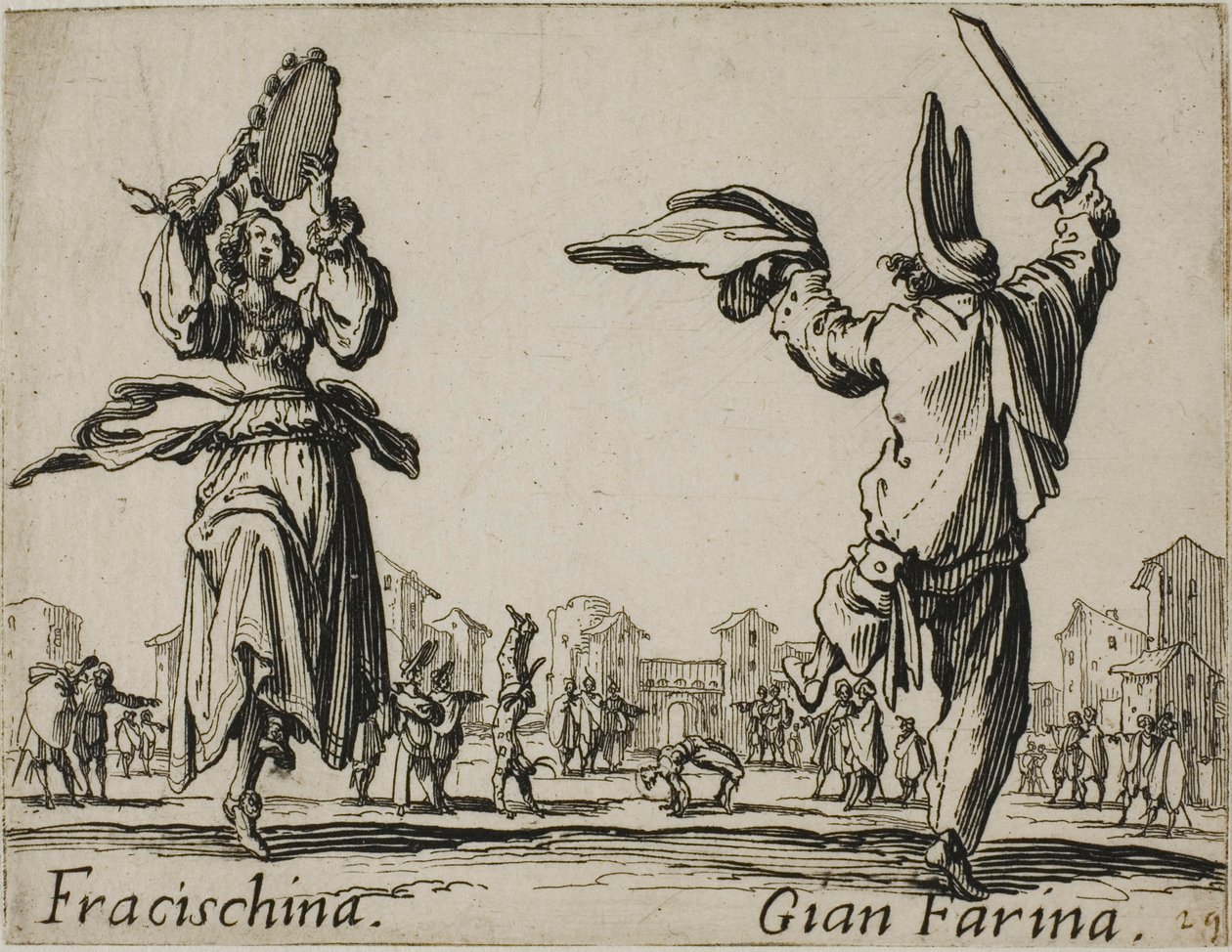Fracischina - Gian Farina, planche 17 des Balli di Sfessania - Jacques Callot