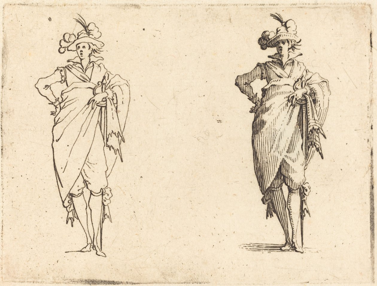 Gentleman vu de face avec la main sur la hanche - Jacques Callot