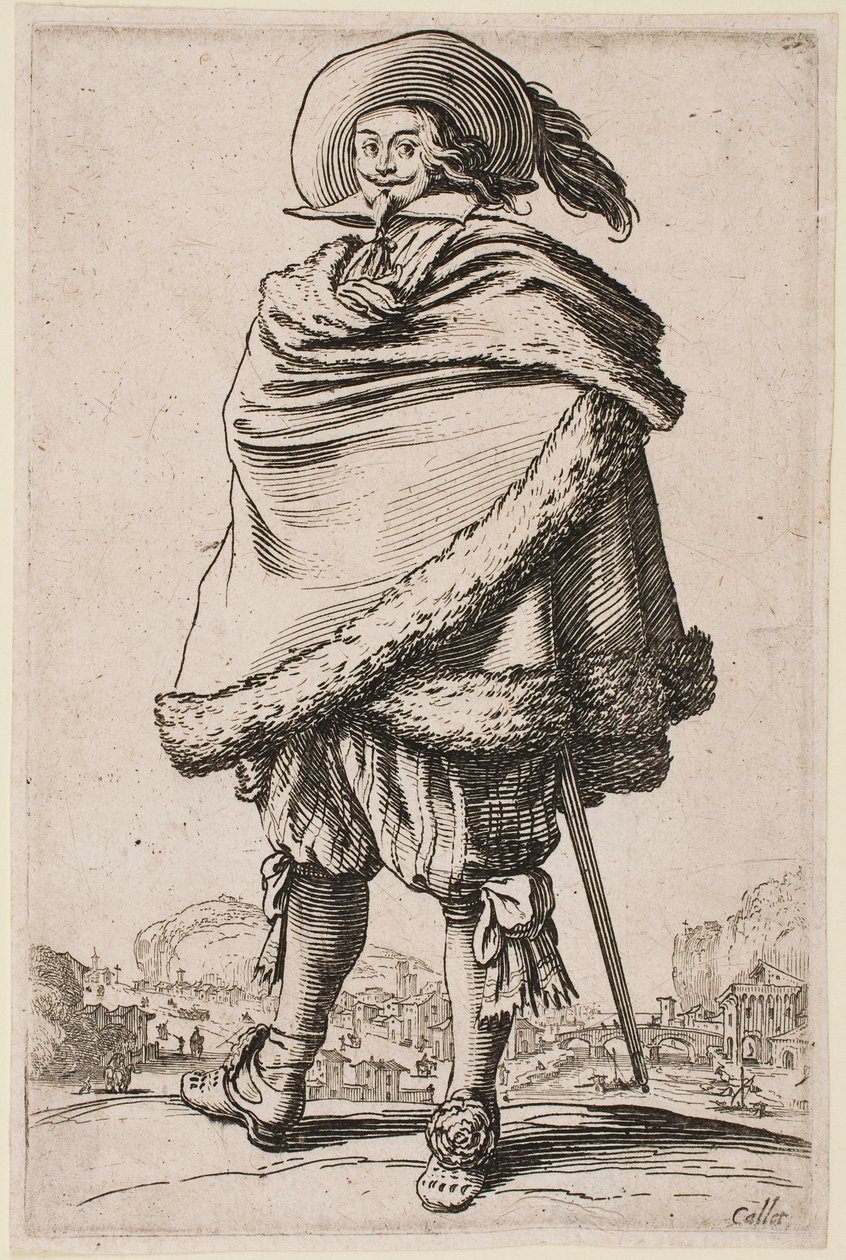 Gentleman enveloppé dans un manteau bordé de fourrure, de la série « La Noblesse » - Jacques Callot