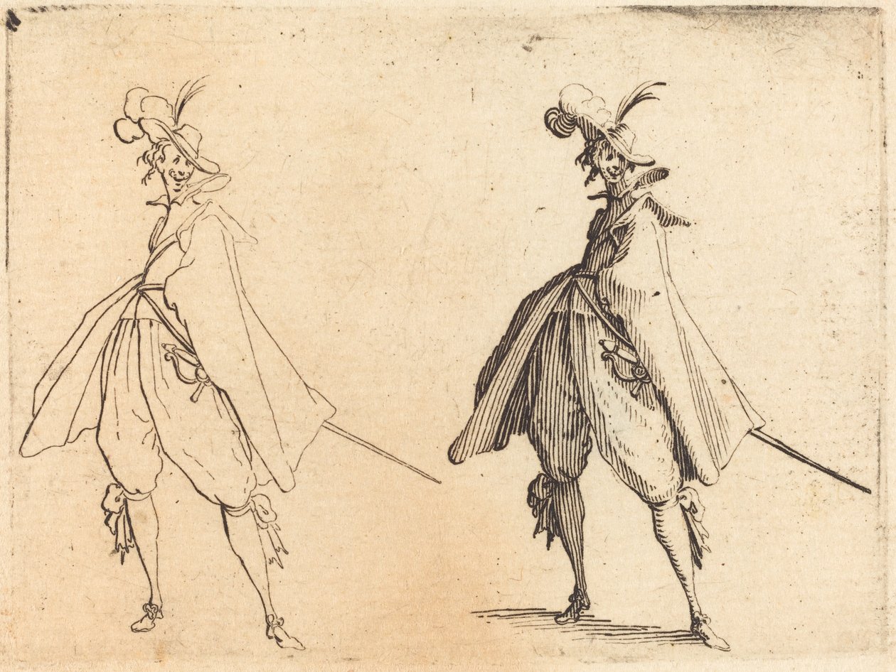 Gentilhomme en grand manteau, vue de face - Jacques Callot