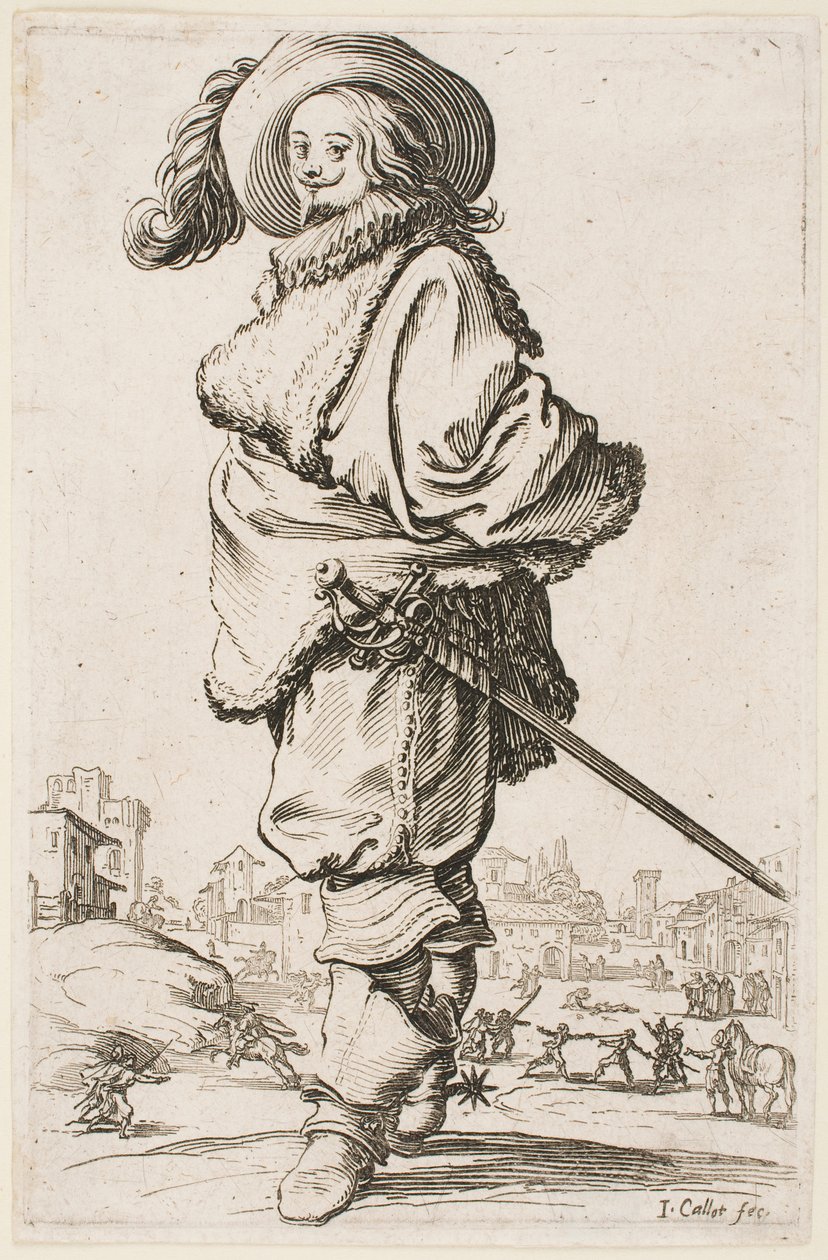 Gentilhomme en manteau bordé de fourrure, de la série « La Noblesse de Lorraine » - Jacques Callot