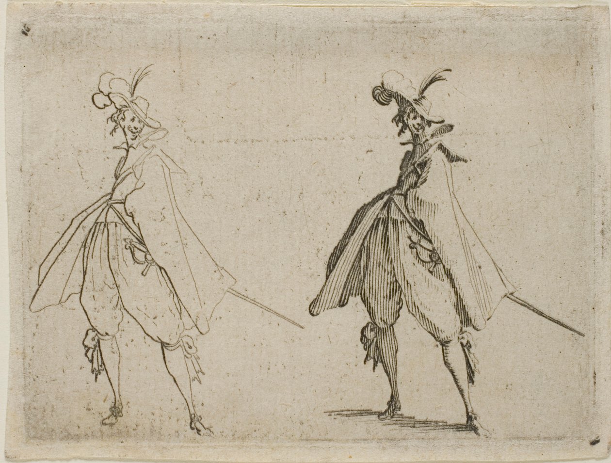 Gentleman avec une grande cape, vu de face, extrait des Caprices - Jacques Callot