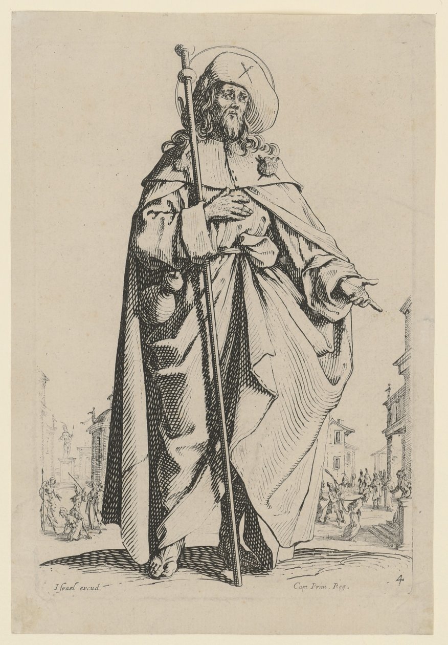 Saint Jacques le Majeur, feuille 7 de la série « Jésus, les douze apôtres et Marie » - Jacques Callot