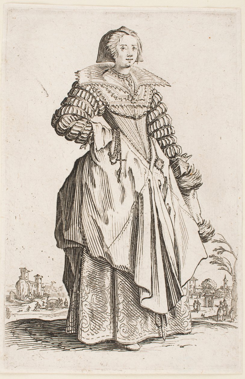 Dame au large col, de la série « La Noblesse de Lorraine » - Jacques Callot
