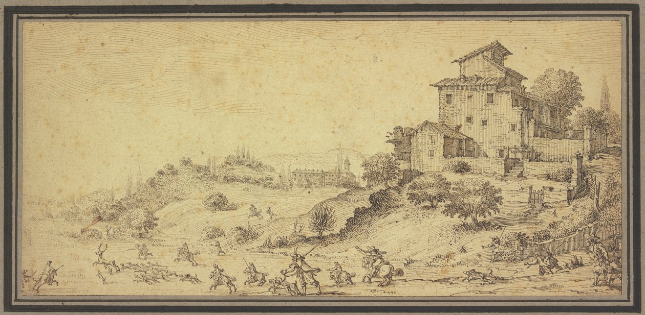 Paysage avec chasse au cerf - Jacques Callot