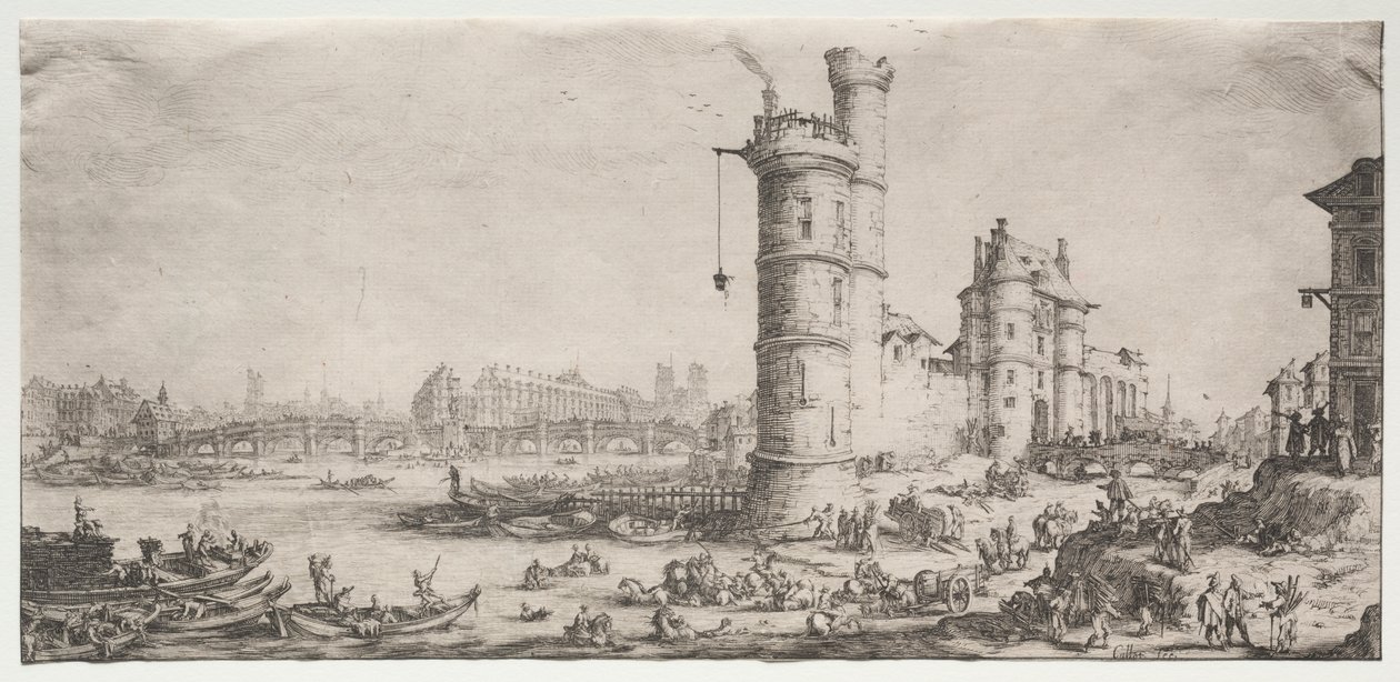 Les deux grandes vues de Paris: Vue du Pont Neuf - Jacques Callot