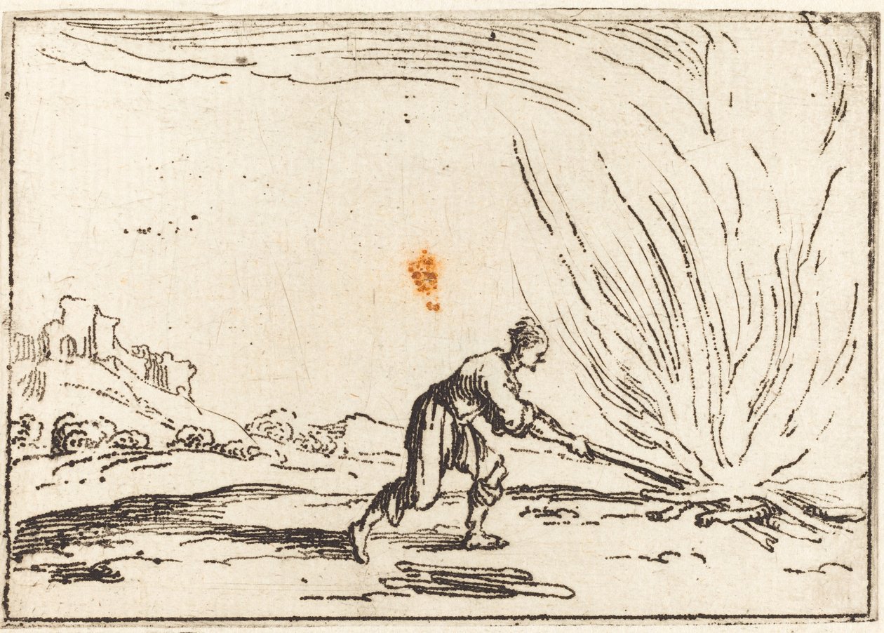 Homme assistant à un incendie - Jacques Callot