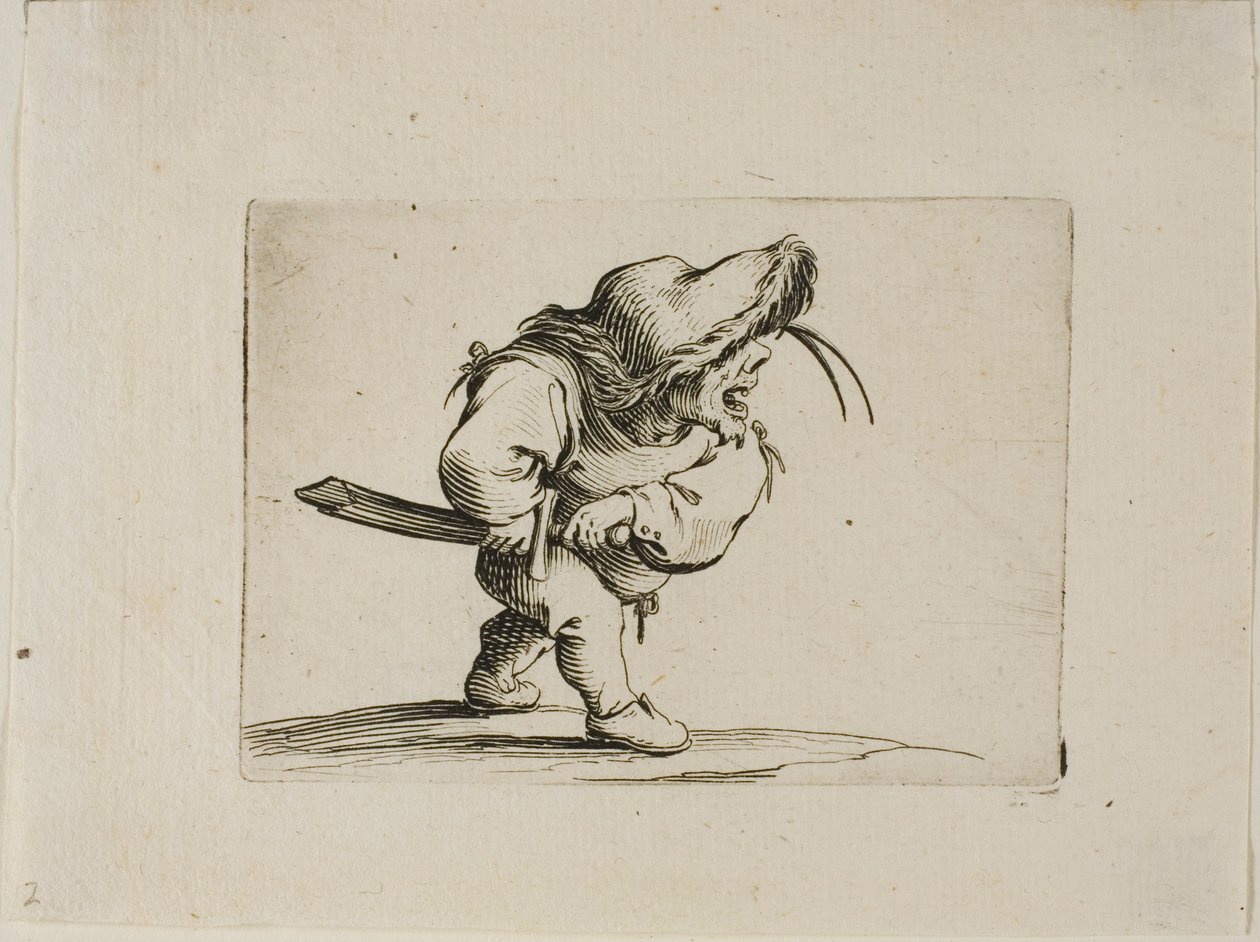 Homme se préparant à dégainer son épée, de Varie Figure Gobbi - Jacques Callot