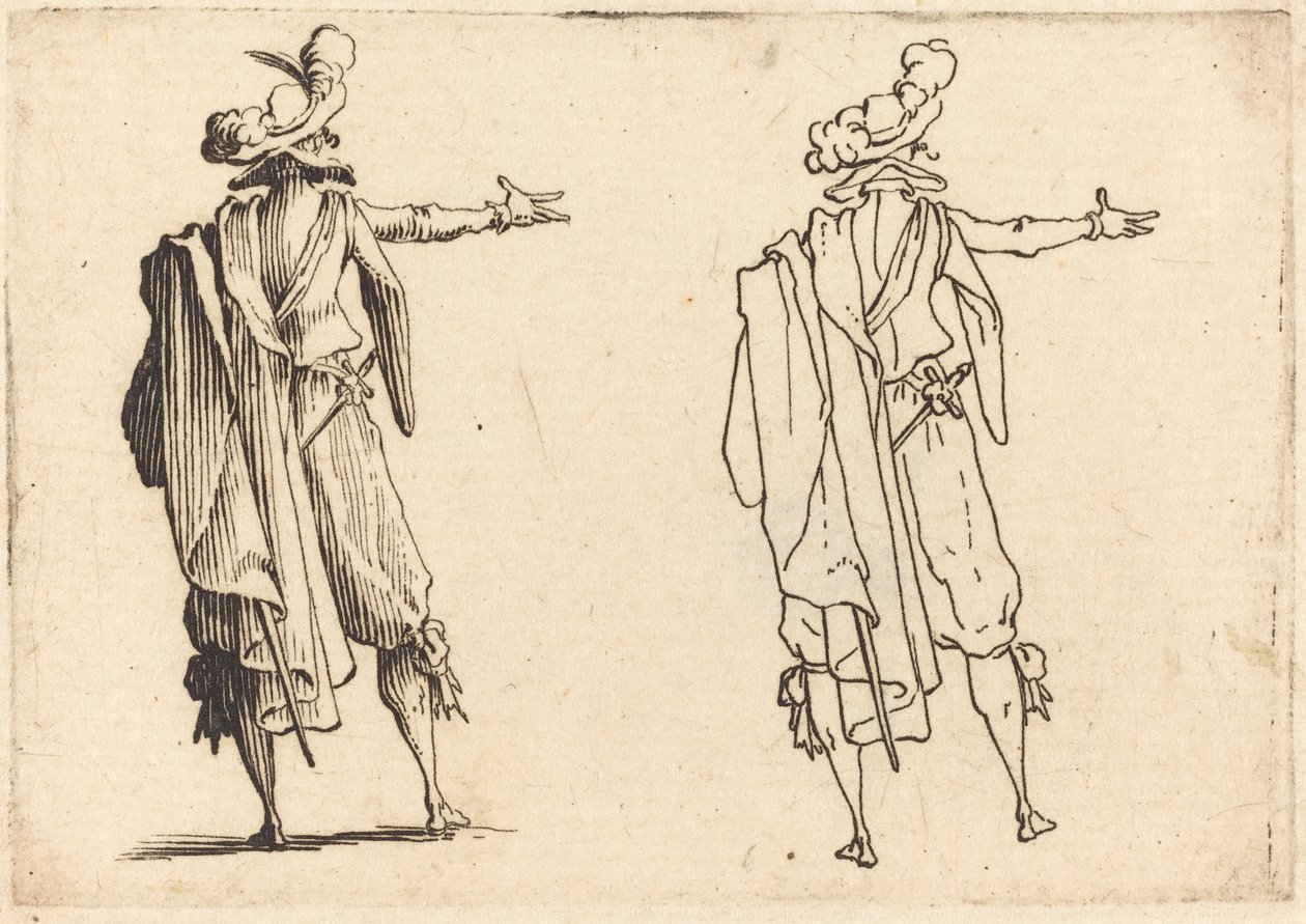 Homme vu de dos avec son bras droit étendu - Jacques Callot