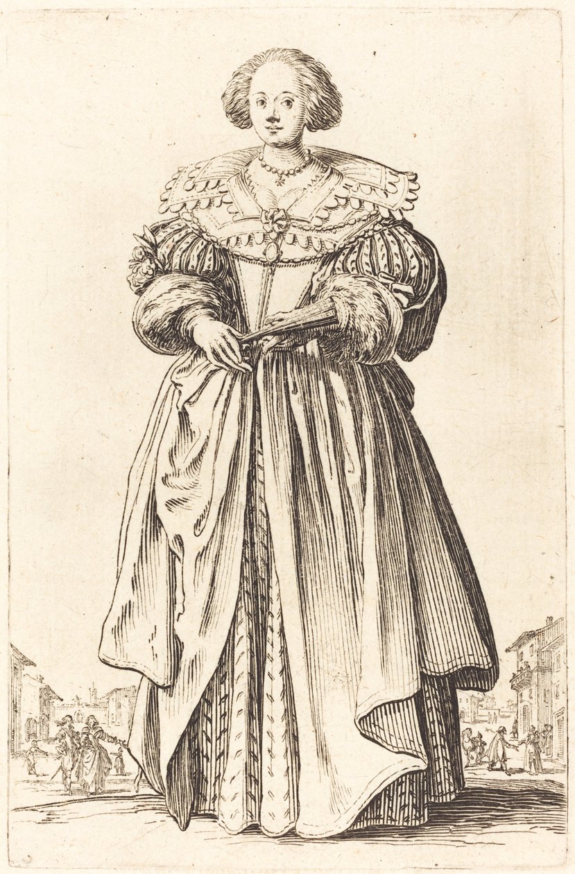 Noble femme avec éventail - Jacques Callot